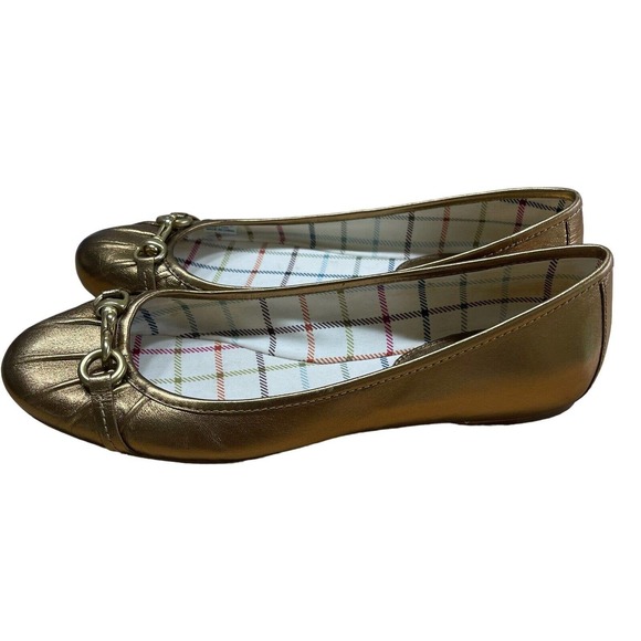Coach Shoes - COACH Leona Gold Bronze Leather Slip-On Flats Women’s Size 7 B Great Condition